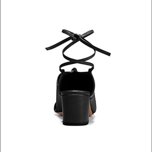 Vince Dunaway Ankle Wrap Black Leather Sandals - Picture 2 of 8